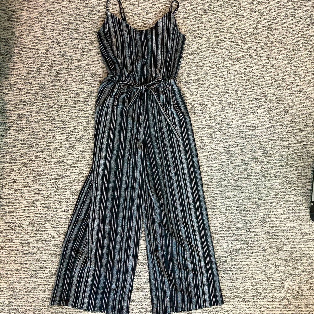 Black and White Striped Jump Suit